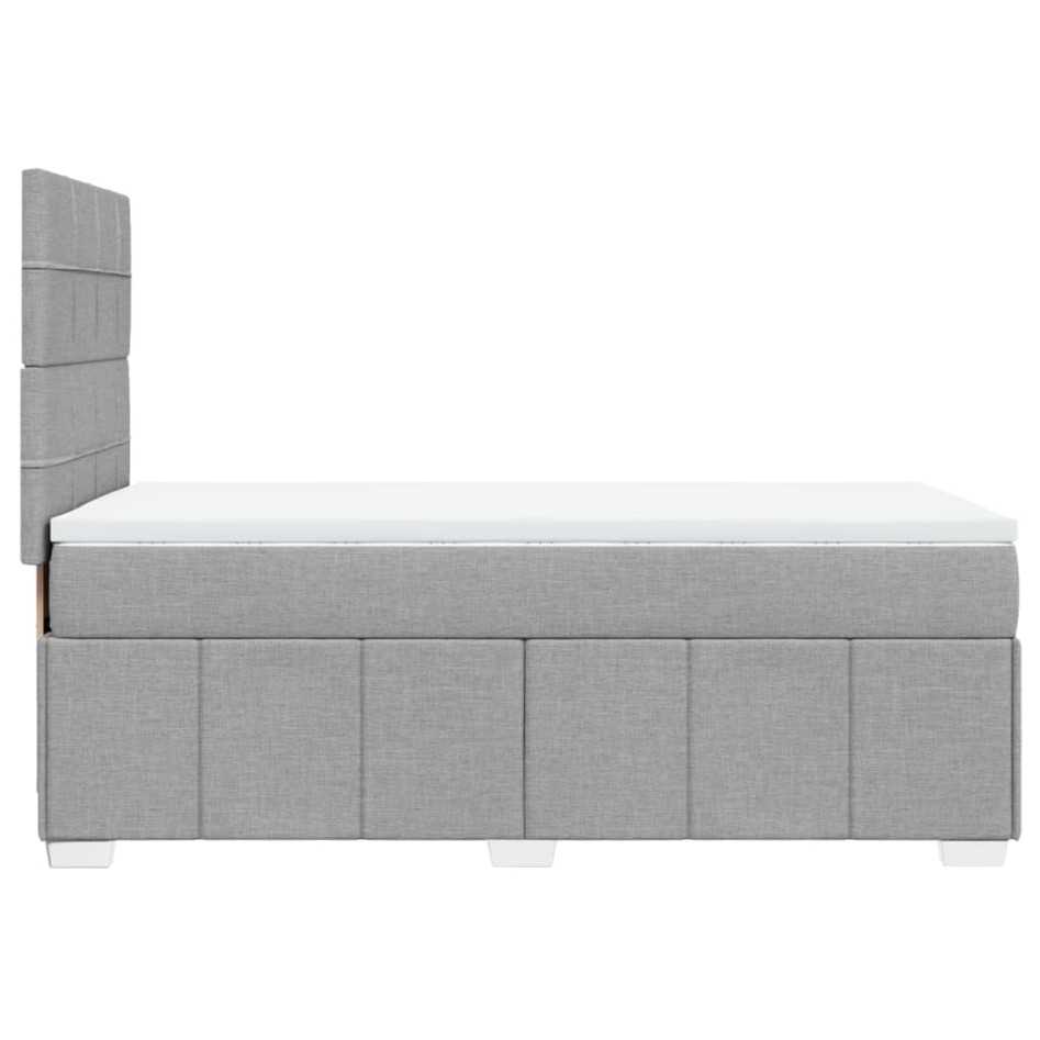 Cama box spring con colchón tela gris claro 100x200