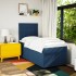 Cama box spring con colchón tela azul 100x200