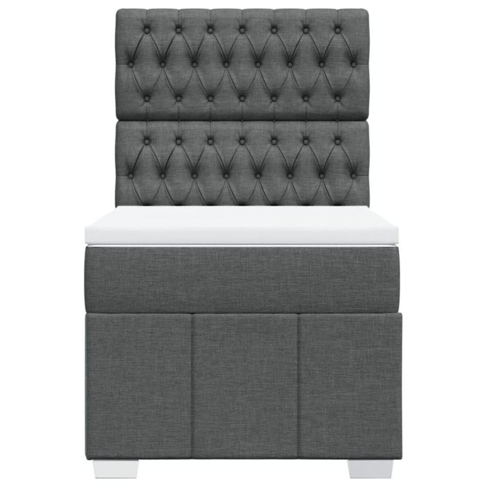 Cama box spring con colchón tela gris oscuro 100x200