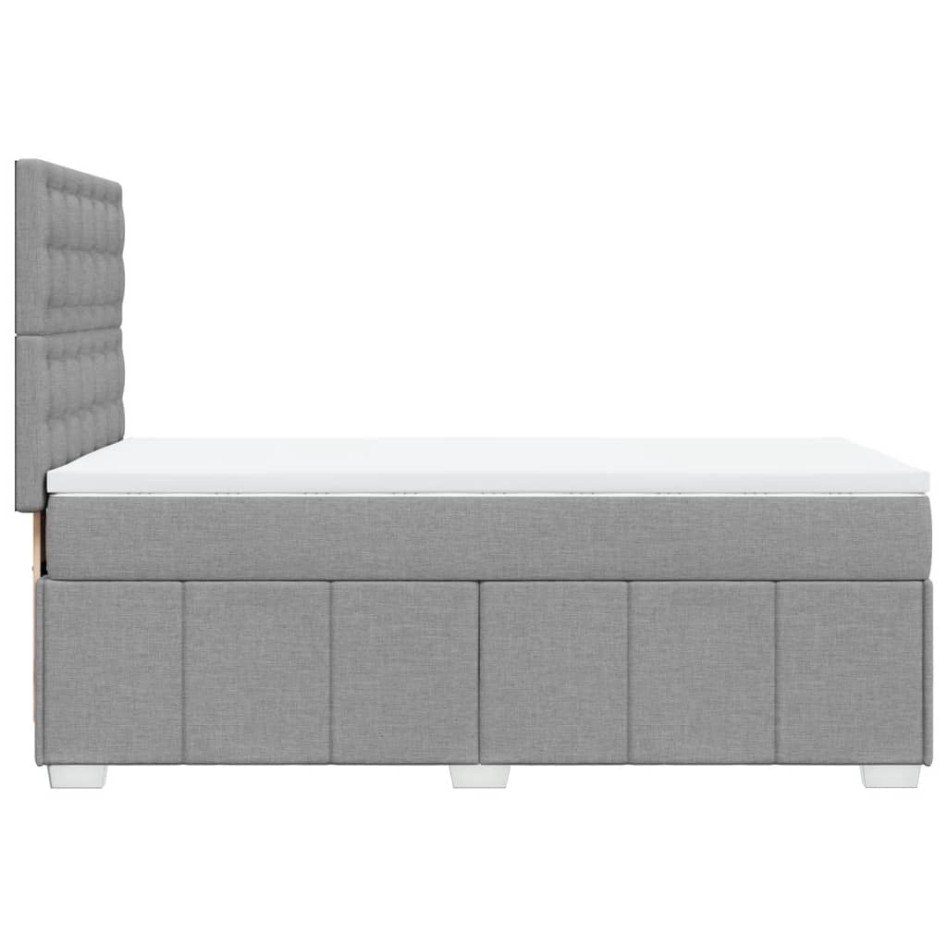 Cama box spring con colchón tela gris claro 100x200