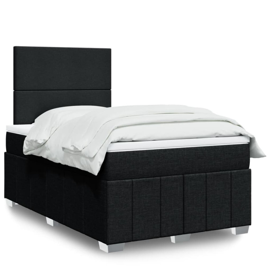 Cama box spring con colchón tela negro 120x190