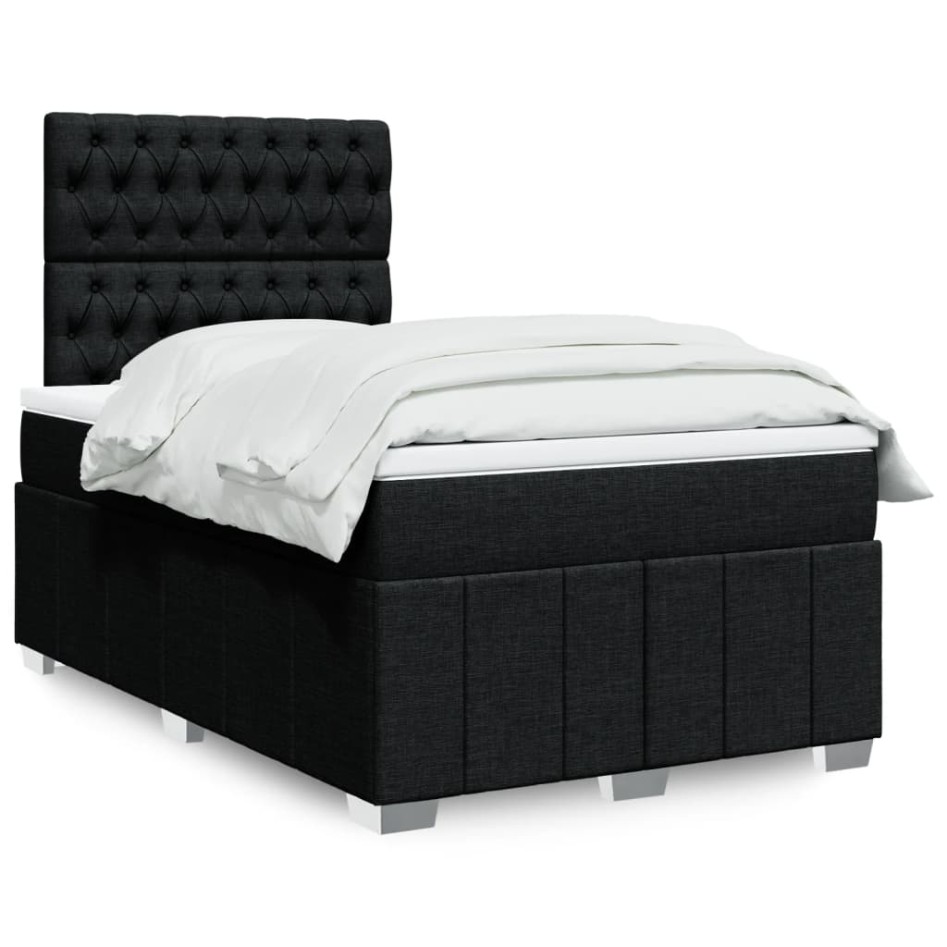 Cama box spring con colchón tela negro 120x190