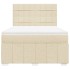 Cama box spring con colchón tela color crema 140x190