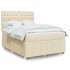 Cama box spring con colchón tela color crema 140x190