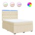 Cama box spring con colchón tela color crema 140x190