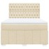 Cama box spring con colchón tela color crema 140x190