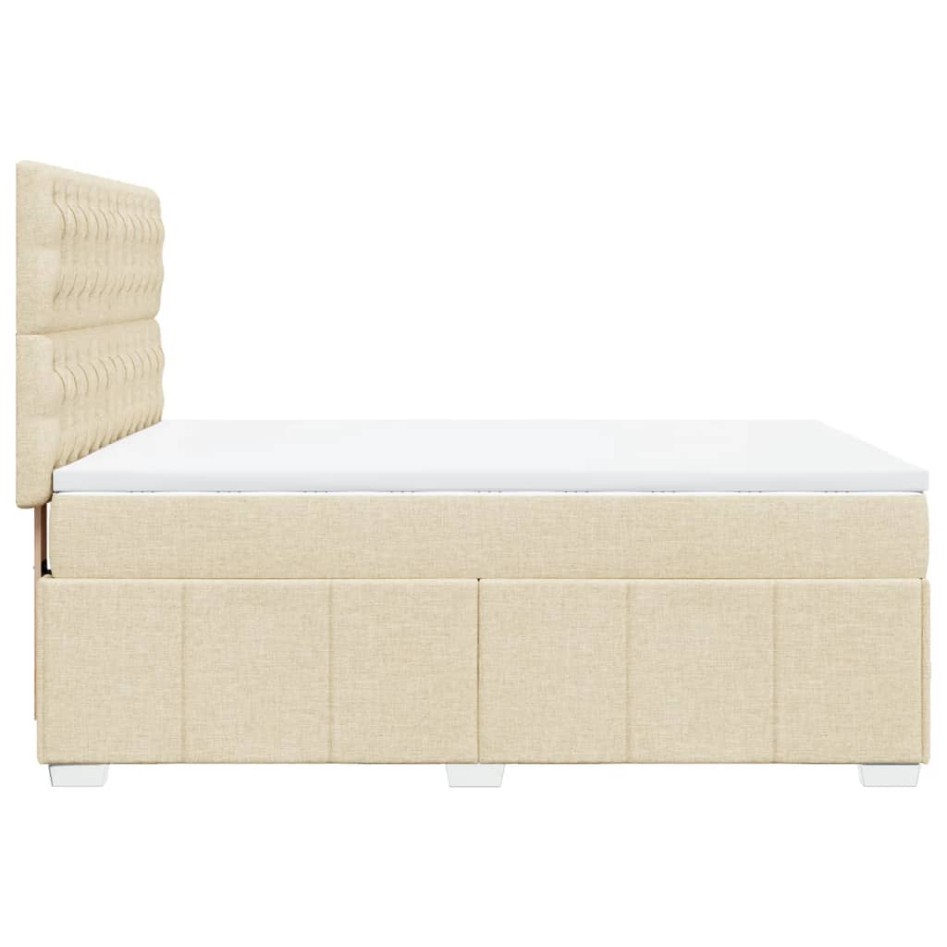 Cama box spring con colchón tela color crema 140x190