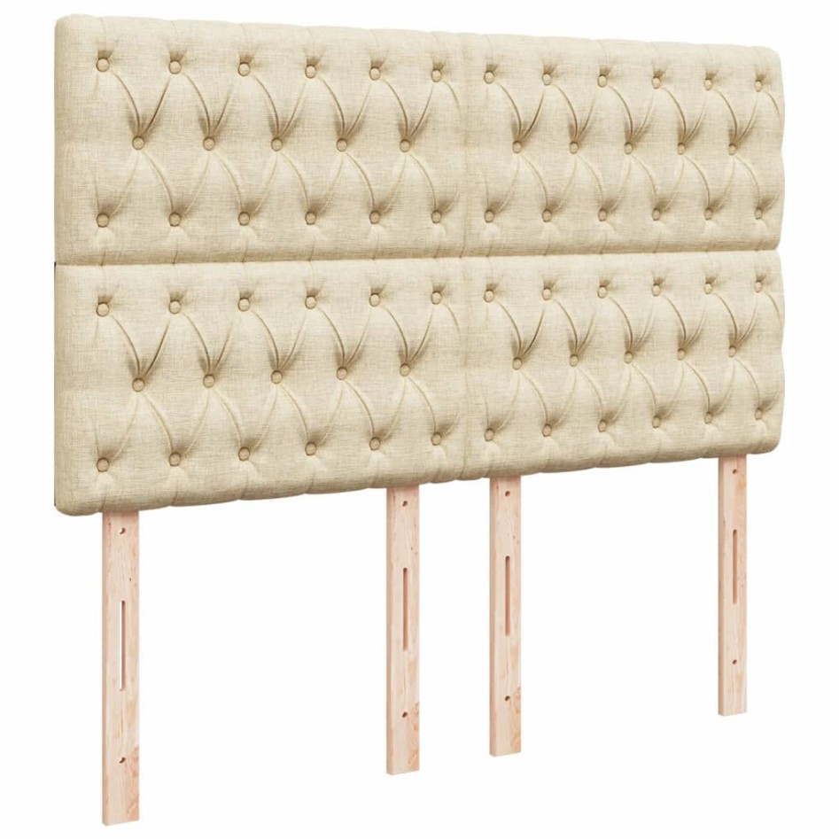 Cama box spring con colchón tela color crema 140x190