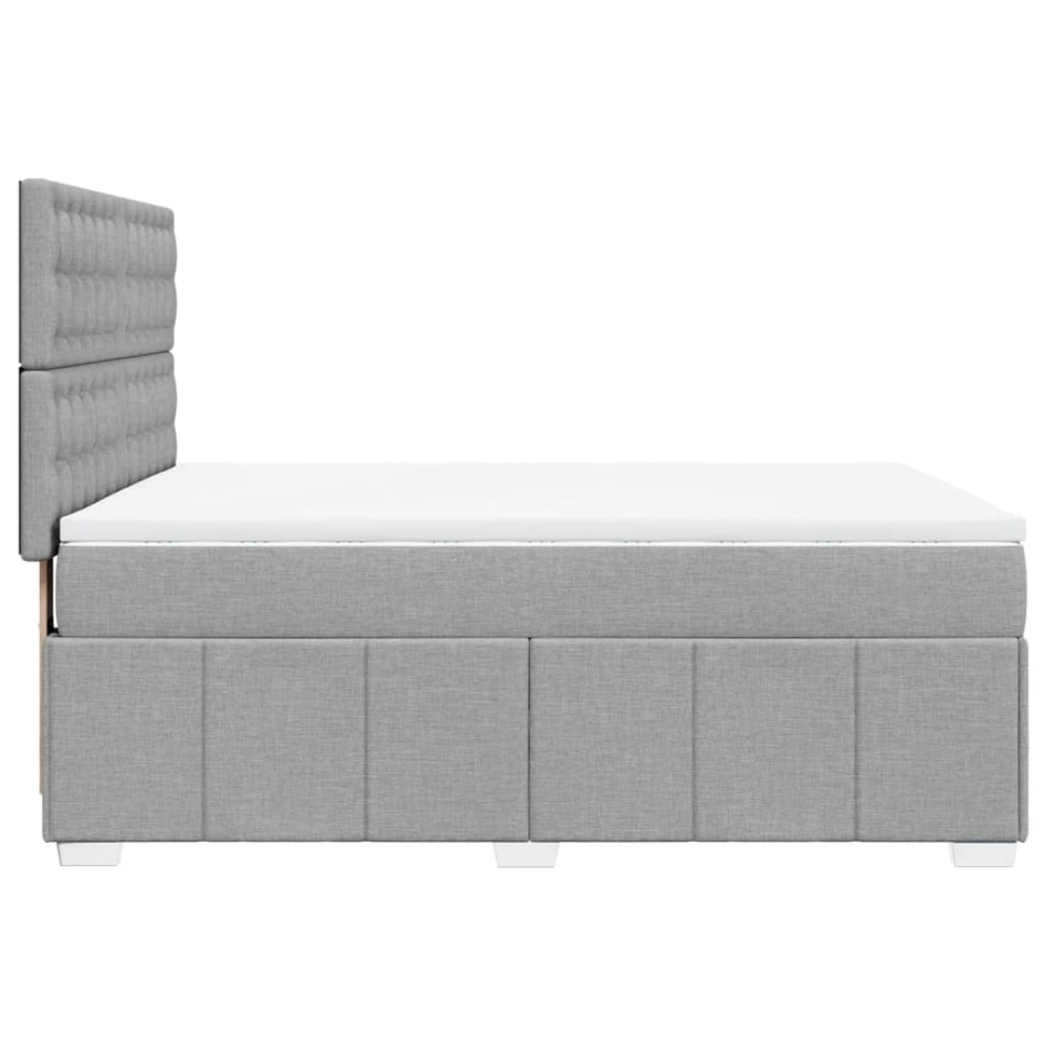 Cama box spring con colchón tela gris claro 140x190
