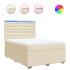 Cama box spring con colchón tela color crema 140x190