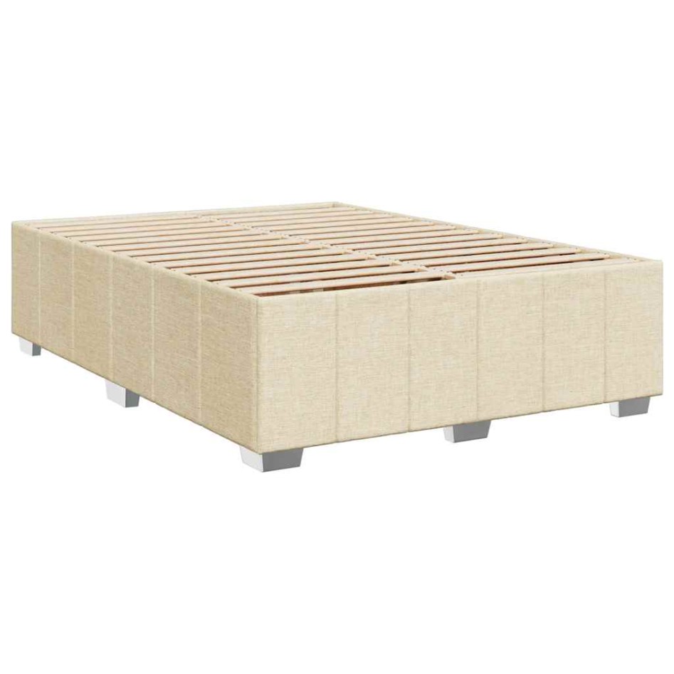 Cama box spring con colchón tela color crema 140x190