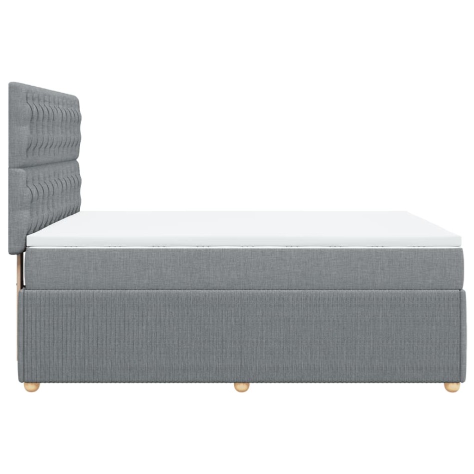 Cama box spring con colchón tela gris claro 140x190