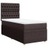 Cama box spring con colchón tela marrón oscuro 100x200
