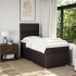 Cama box spring con colchón tela marrón oscuro 100x200