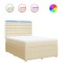 Cama box spring con colchón tela color crema 140x190
