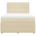 Cama box spring con colchón tela color crema 140x190