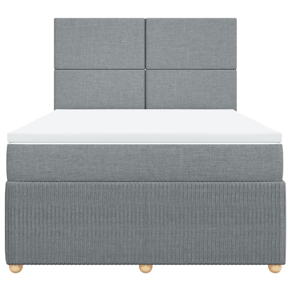 Cama box spring con colchón tela gris claro 140x200