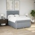 Cama box spring con colchón tela gris claro 140x200