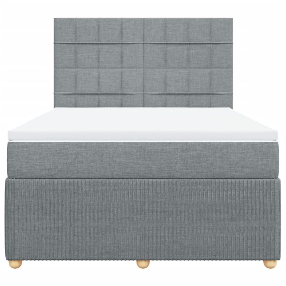 Cama box spring con colchón tela gris claro 140x200