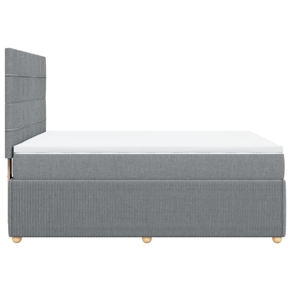 Cama box spring con colchón tela gris claro 140x200