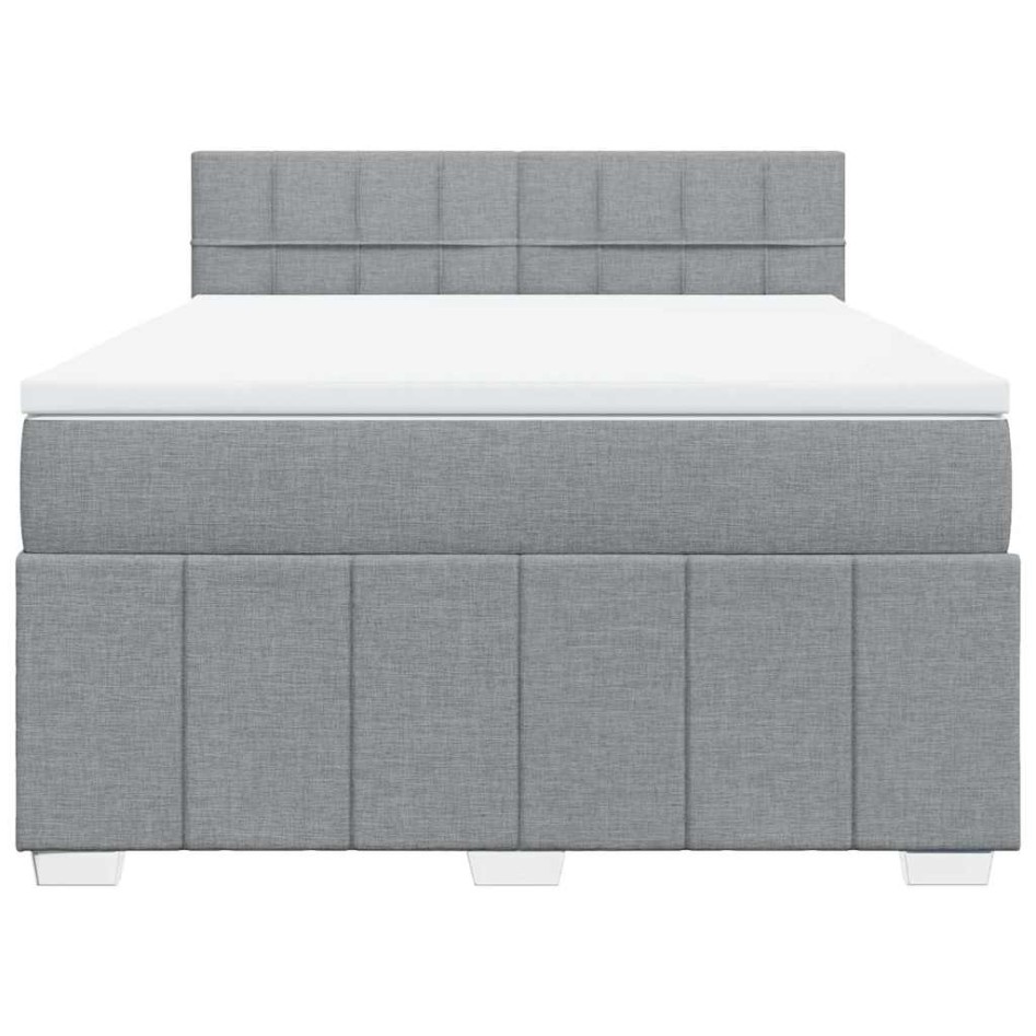 Cama box spring con colchón tela gris claro 140x190