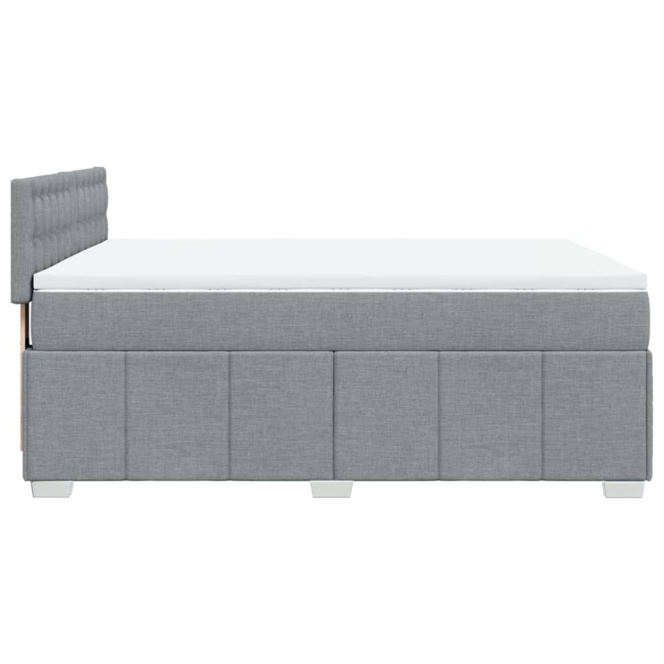 Cama box spring con colchón tela gris claro 140x190