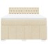 Cama box spring con colchón tela color crema 140x190