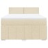 Cama box spring con colchón tela color crema 140x200