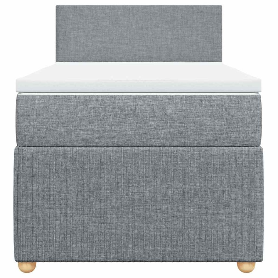 Cama box spring con colchón tela gris claro 80x200