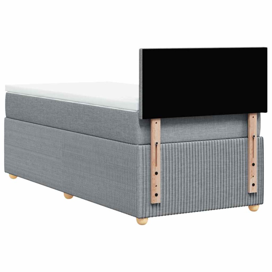 Cama box spring con colchón tela gris claro 80x200