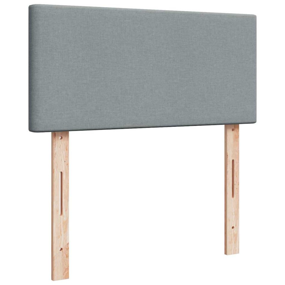 Cama box spring con colchón tela gris claro 80x200