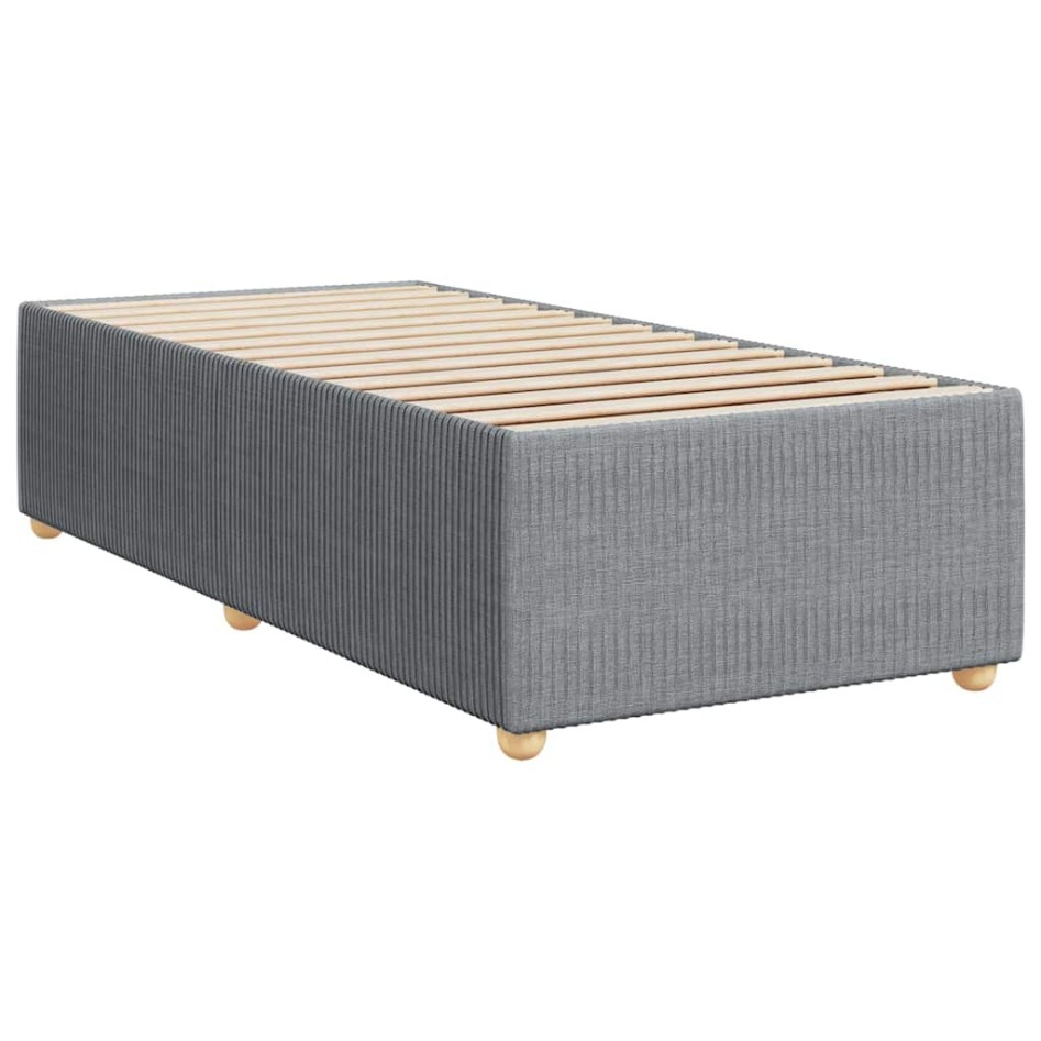 Cama box spring con colchón tela gris claro 80x200