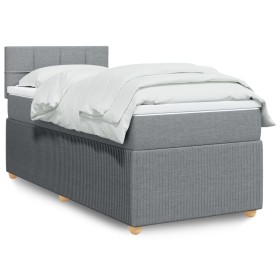 Cama box spring con colchón tela gris claro 80x200