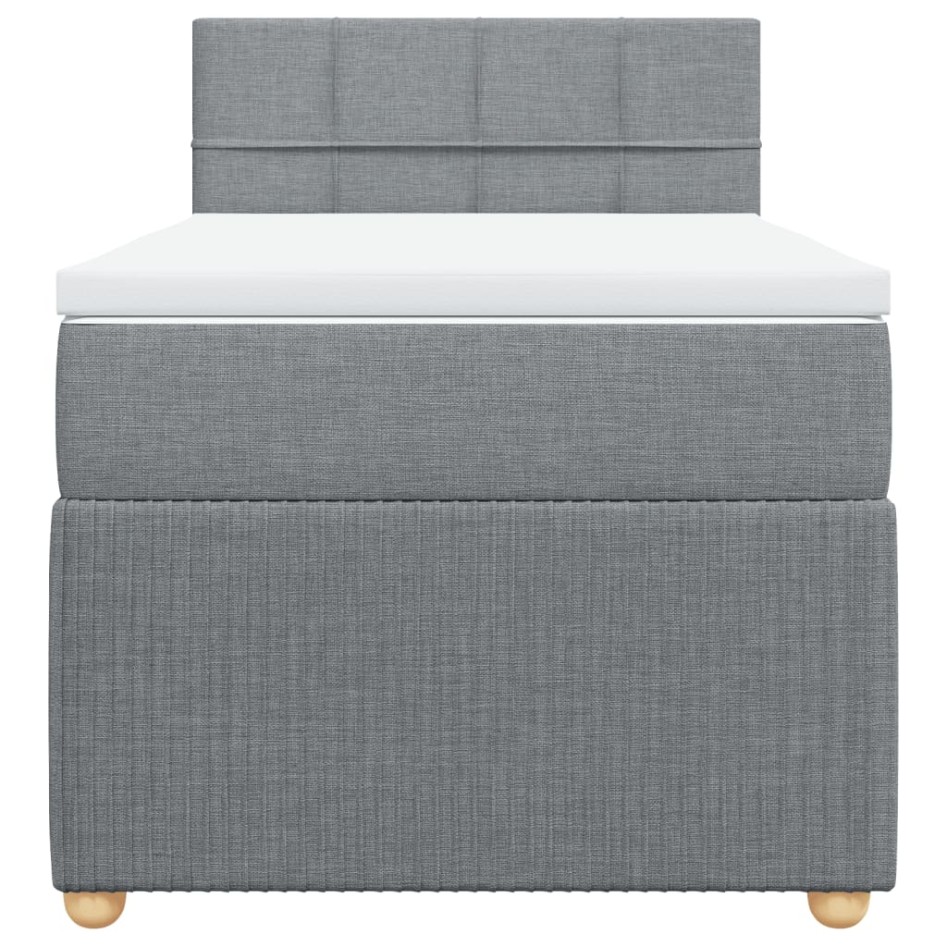 Cama box spring con colchón tela gris claro 80x200