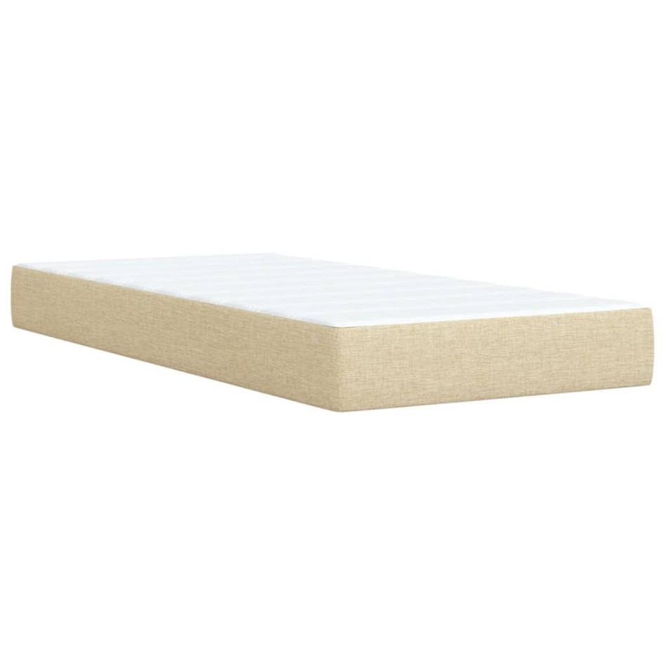 Cama box spring con colchón tela color crema 80x200