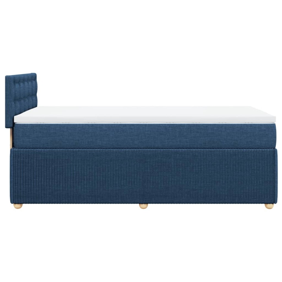 Cama box spring con colchón tela azul 90x200