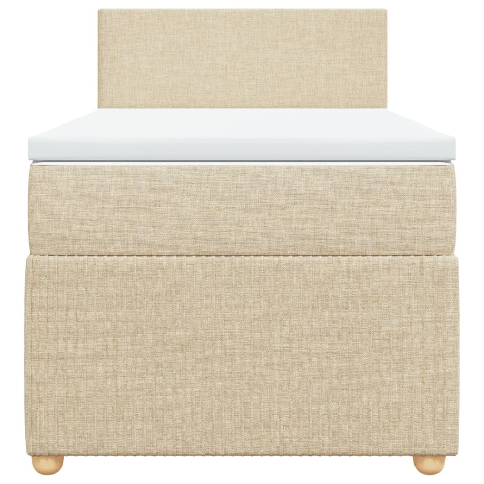 Cama box spring con colchón tela color crema 100x200