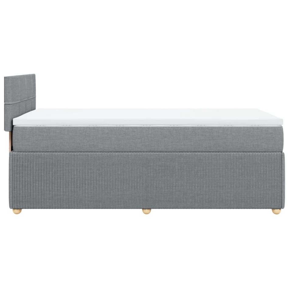 Cama box spring con colchón tela gris claro 100x200