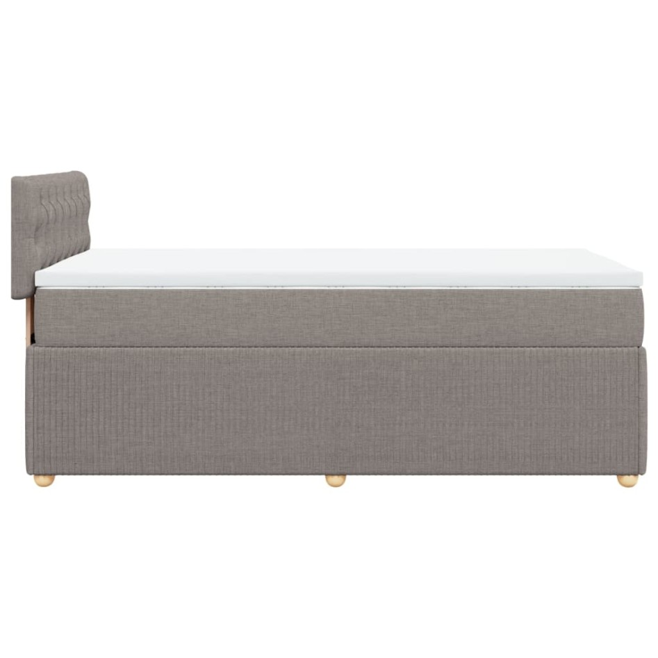 Cama box spring con colchón tela gris taupe 100x200