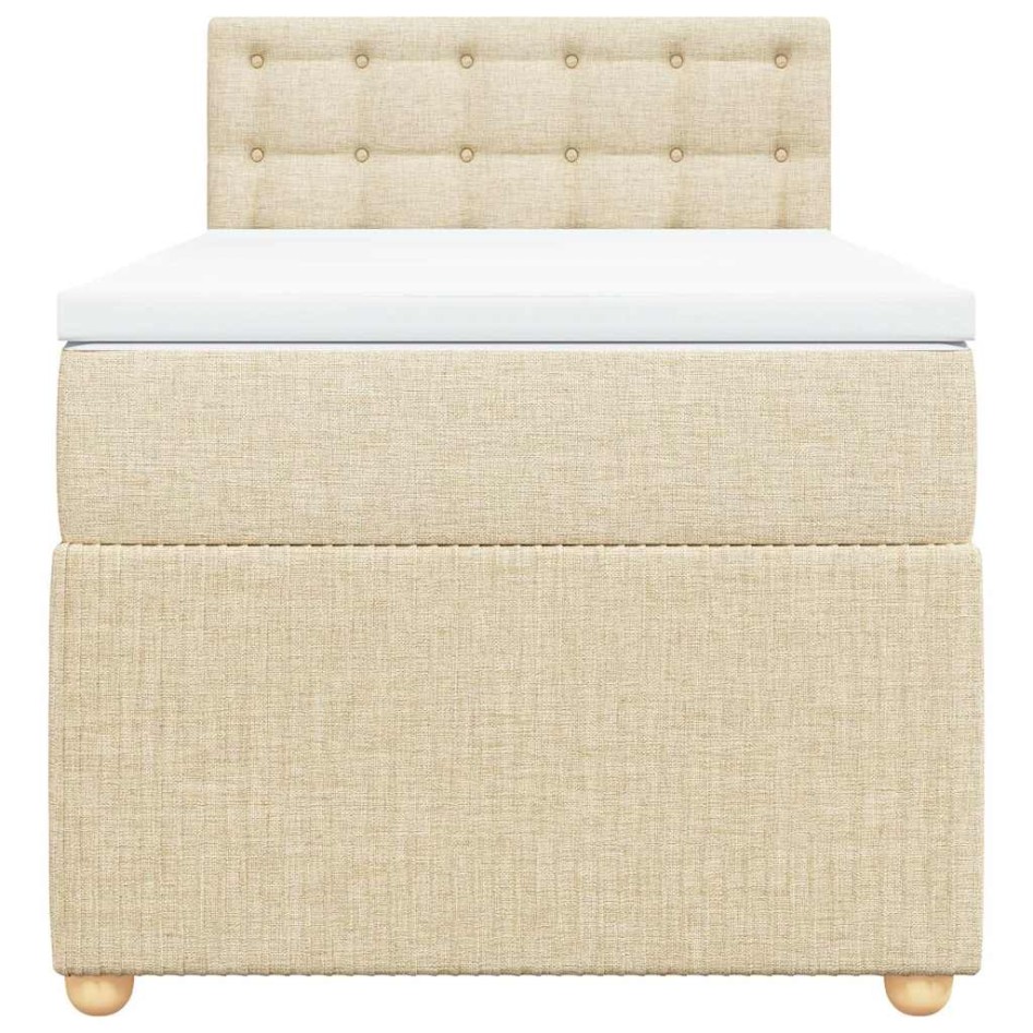 Cama box spring con colchón tela color crema 100x200