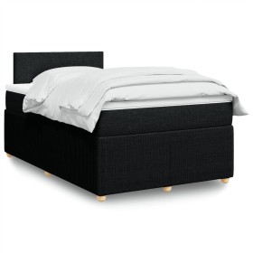 Cama box spring con colchón tela negro 120x190