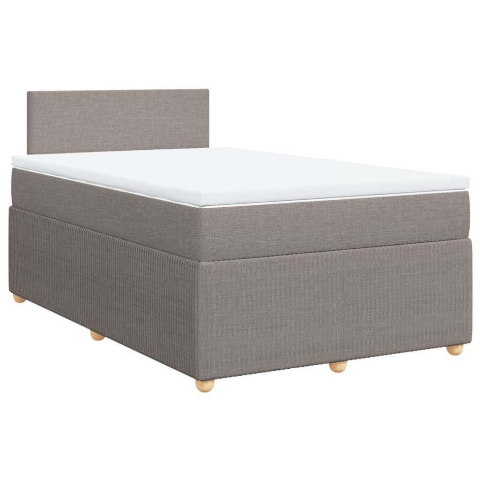 Cama box spring con colchón tela gris taupe 120x190