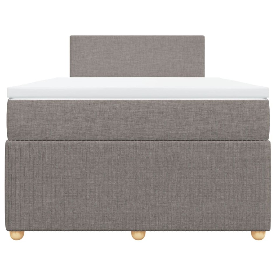Cama box spring con colchón tela gris taupe 120x190