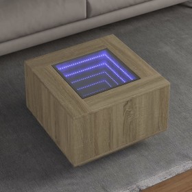 Mesa de centro y LED madera ingeniería roble Sonoma 60x60x40