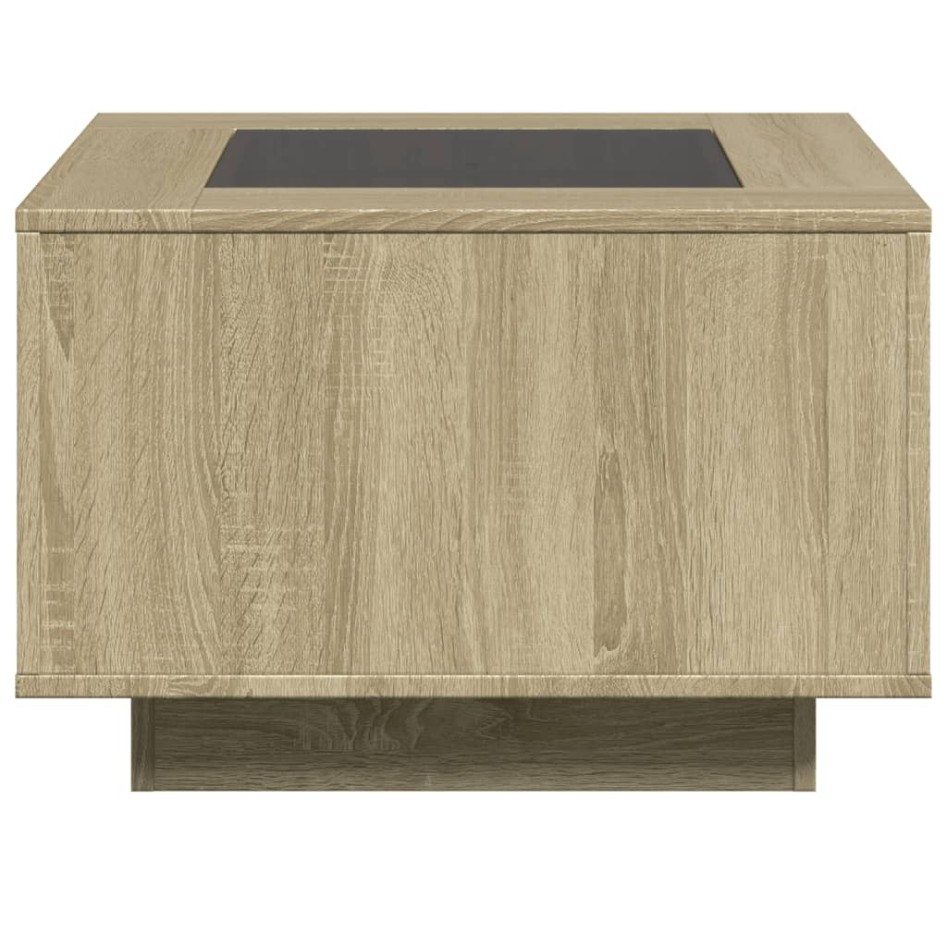 Mesa de centro y LED madera ingeniería roble Sonoma 60x60x40