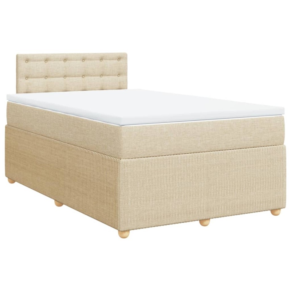 Cama box spring con colchón tela color crema 120x190