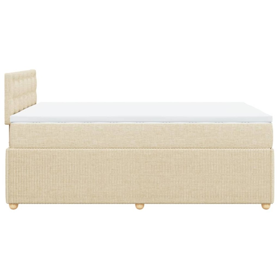 Cama box spring con colchón tela color crema 120x190