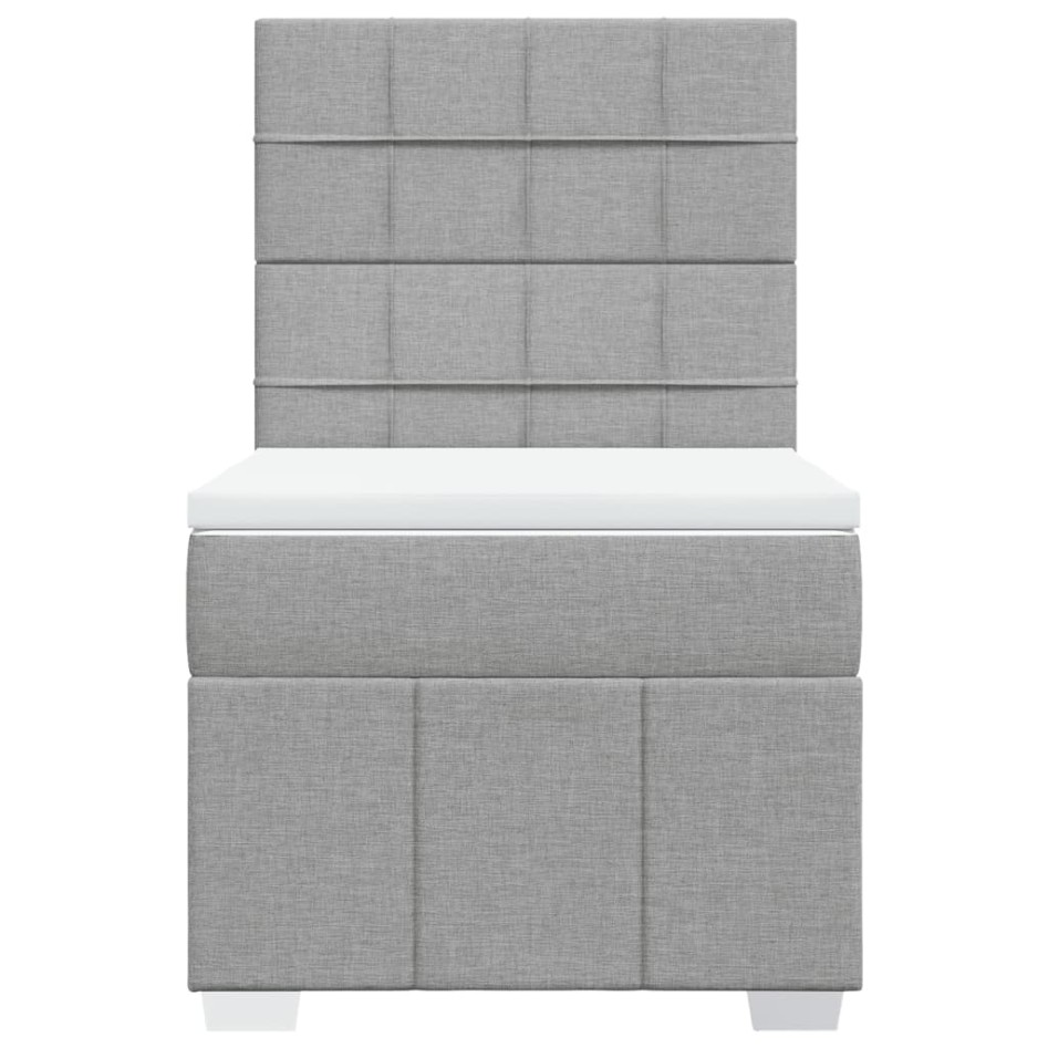 Cama box spring con colchón tela gris claro 100x200