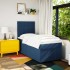 Cama box spring con colchón tela azul 100x200