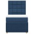 Cama box spring con colchón tela azul 80x200